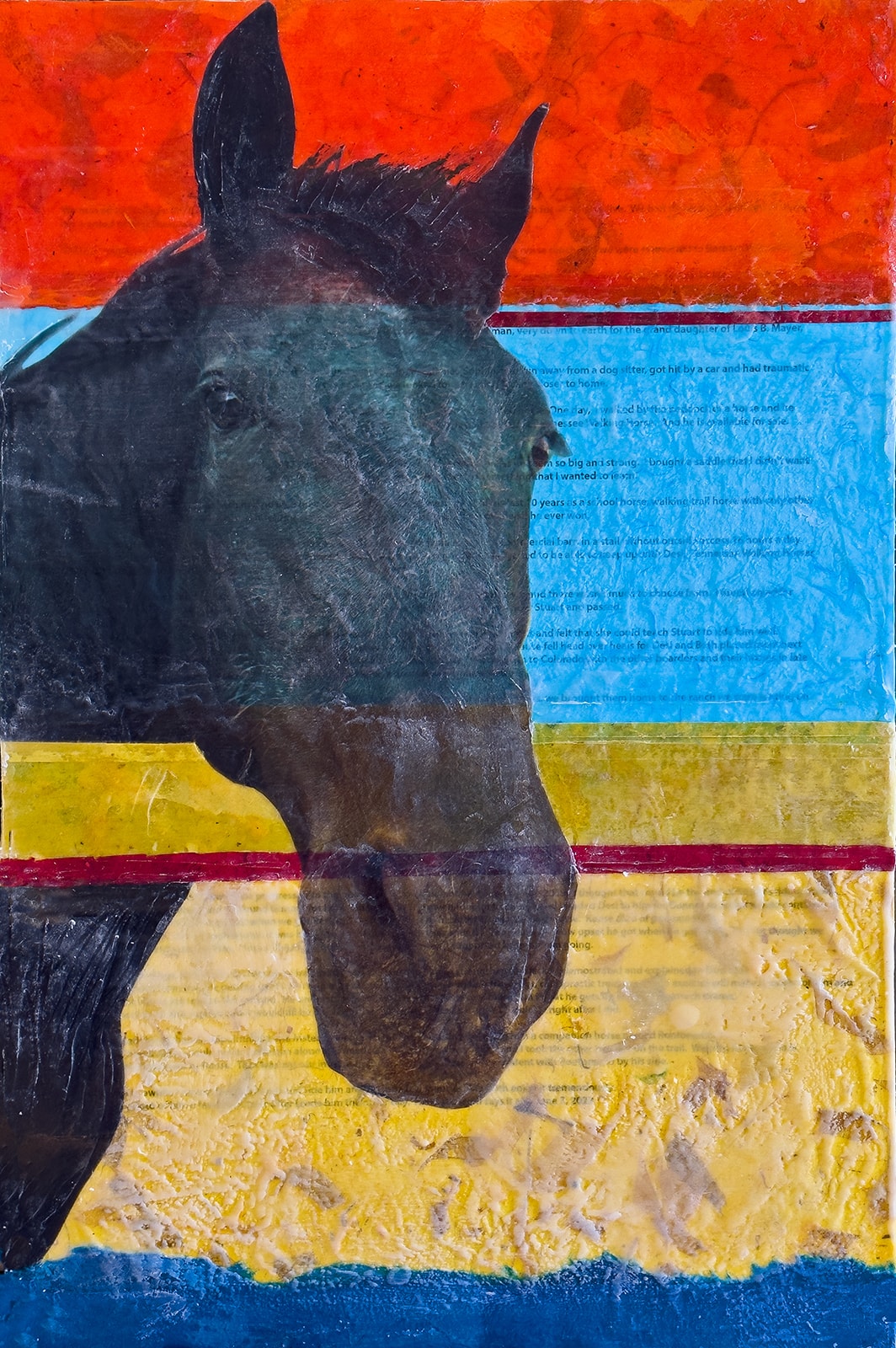 Desi's Story — mixed media on wood panel by Helen K. Garber